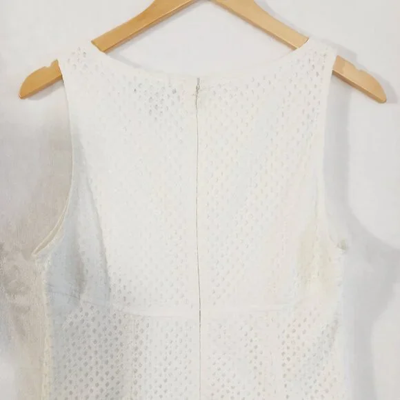 Chaps, Cream Eyelet Dress, Size 12, Sleeveless, Wide Neck, Zip Back - Picture 10 of 16